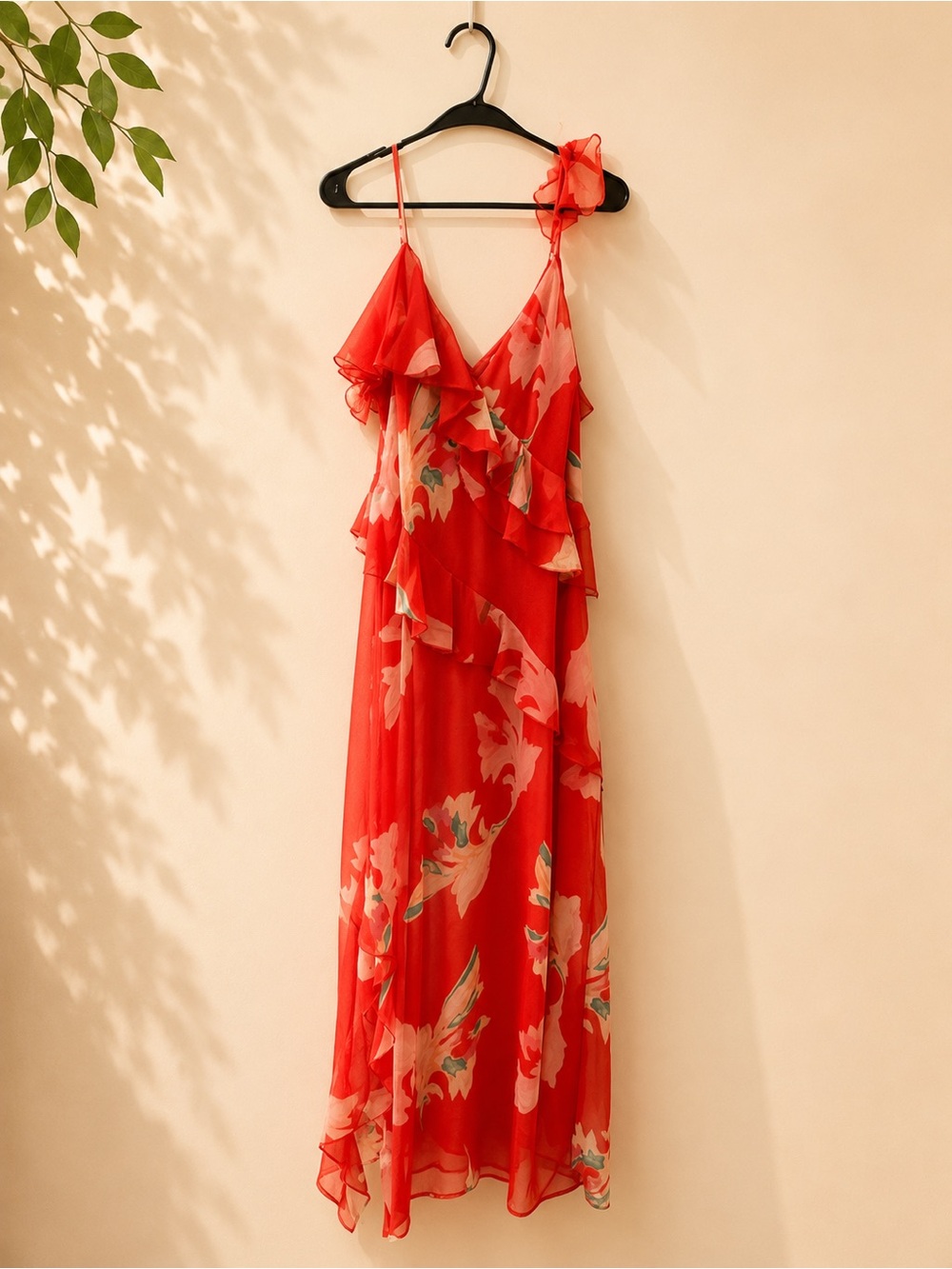 NWOT Future Collective x Naylor Orange Floral Ruffle Maxi Dress | Size L | NWOT